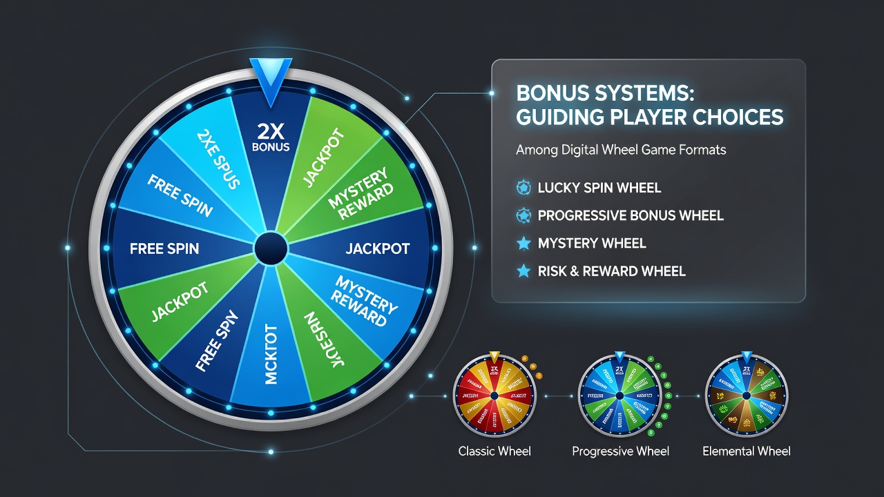 Analytics dashboard displaying player flow between different digital wheel formats influenced by active bonus parameters